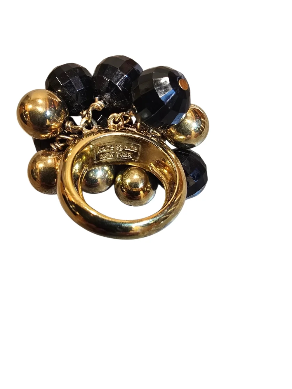 Kate Spade Black and Gold Cluster Statement Ring